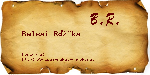 Balsai Réka névjegykártya